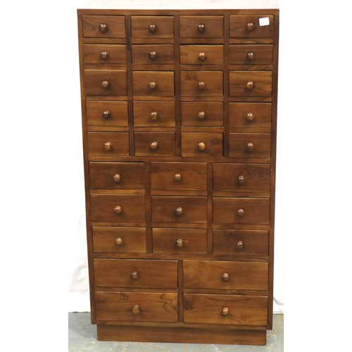 3128 - Walnut thirty-seven drawer cabinet, 55 x 23 x 102 cm H. Not available for in-house P&P, contact Paul... 