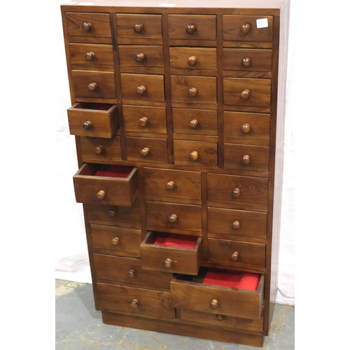 3128 - Walnut thirty-seven drawer cabinet, 55 x 23 x 102 cm H. Not available for in-house P&P, contact Paul... 