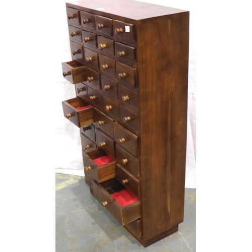 3128 - Walnut thirty-seven drawer cabinet, 55 x 23 x 102 cm H. Not available for in-house P&P, contact Paul... 