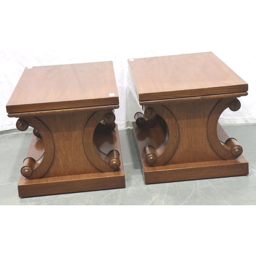 3131 - A substantial pair of modern oak lamp tables, each 72 x 45 x 41 cm H. Not available for in-house P&P... 