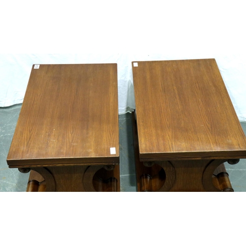 3131 - A substantial pair of modern oak lamp tables, each 72 x 45 x 41 cm H. Not available for in-house P&P... 