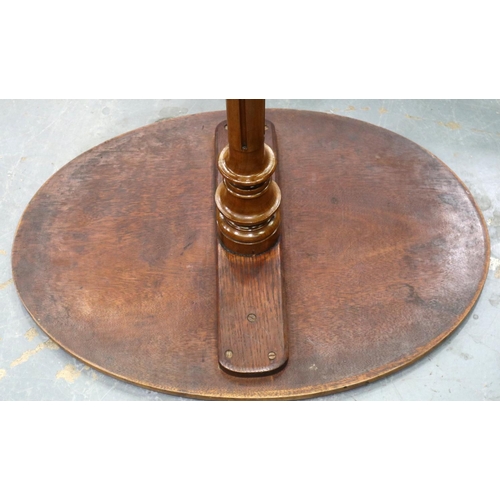 3133 - A late 19th century inlaid walnut lamp table, with restored oval top and carved tripod support H: 62... 