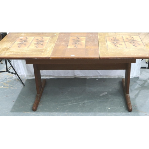 3134 - Anlages mobler AM Danish vintage large tile topped dining table with centre leaf. Not available for ... 