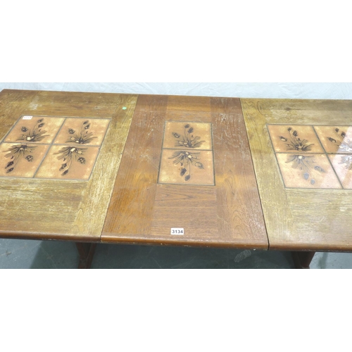 3134 - Anlages mobler AM Danish vintage large tile topped dining table with centre leaf. Not available for ... 