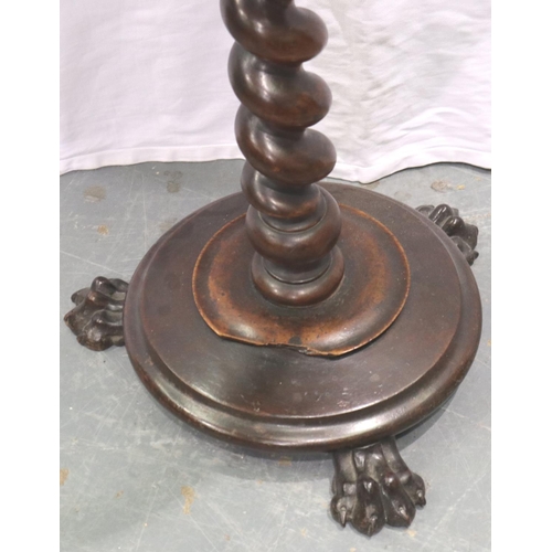 3136 - An early 19th century mahogany lamp table, with circular top and twist column support, D: 47 cm H: 7... 