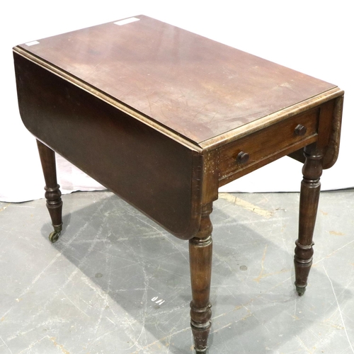 3151 - A 19th century mahogany Pembroke table with two drop-leaves and single drawer, H: 104 x 90 x 72 cm. ... 