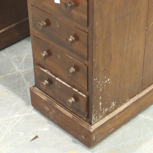 3153 - A 19th century walnut twin pedestal partners desk of diminutive proportions, with gilt tooled leathe... 