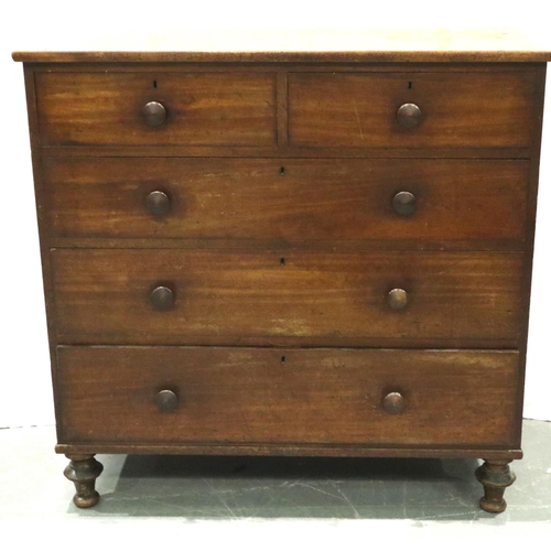 3154 - George III walnut chest of two-short above three-long drawers, H: 110 x 55 x 107 cm. Not available f... 