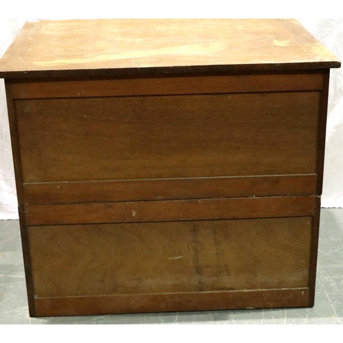 3158 - An early 20th century oak plan chest, of six shallow drawers and in two-sections, 94 x 71 x 79 cm H.... 