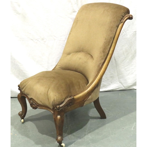 3162 - An early 19th century walnut framed low seated parlour chair. Not available for in-house P&P, contac... 