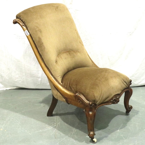 3162 - An early 19th century walnut framed low seated parlour chair. Not available for in-house P&P, contac... 