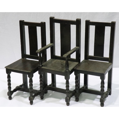 3166 - Miniature suite of dining furniture, comprising sideboard, table and three chairs. Not available for... 