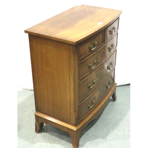 3167 - Reprodux crossbanded walnut chest of two-short over three-long drawers, 60 x 30 x 80 cm H. Not avail... 