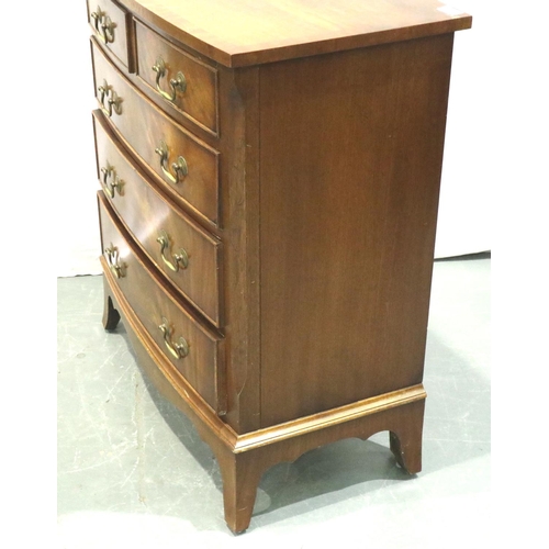 3167 - Reprodux crossbanded walnut chest of two-short over three-long drawers, 60 x 30 x 80 cm H. Not avail... 