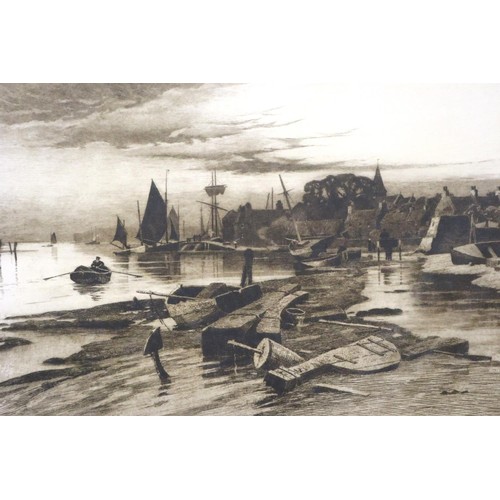 3073 - Wilfred Williams Ball (1853-1917): etching, Evening Harbour scene, 52 x 32 cm, signed in pencil. Not... 