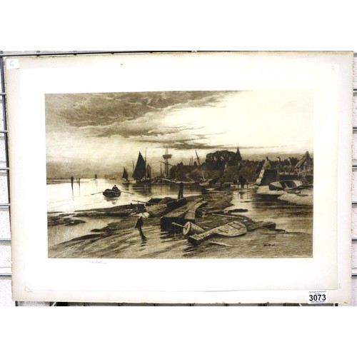 3073 - Wilfred Williams Ball (1853-1917): etching, Evening Harbour scene, 52 x 32 cm, signed in pencil. Not... 