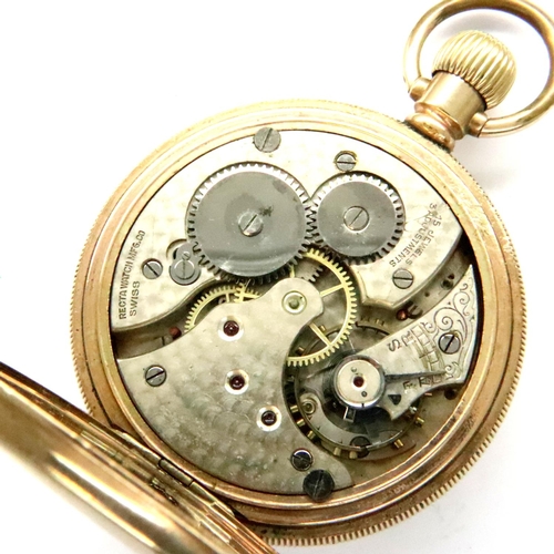 70 - Gold plated pocket watch, case D: 50 mm, working at lotting, damage to dial. P&P Group 1 (£14+VAT fo... 