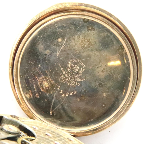 70 - Gold plated pocket watch, case D: 50 mm, working at lotting, damage to dial. P&P Group 1 (£14+VAT fo... 