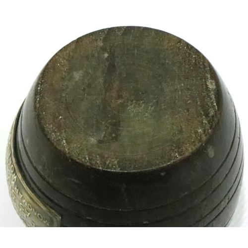 75 - Miniature wooden barrel, marked HMS Ganges, H: 50 mm. P&P Group 1 (£14+VAT for the first lot and £1+... 