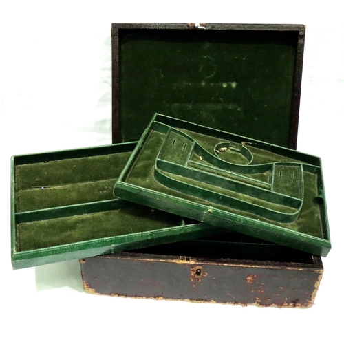 78 - Victorian tooled leather jewellery box with two removable interior shelves and fitted interior, 28 x... 