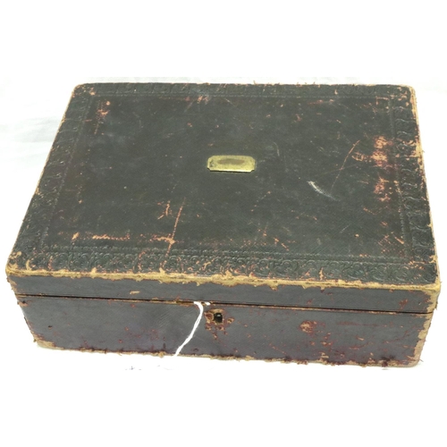 78 - Victorian tooled leather jewellery box with two removable interior shelves and fitted interior, 28 x... 