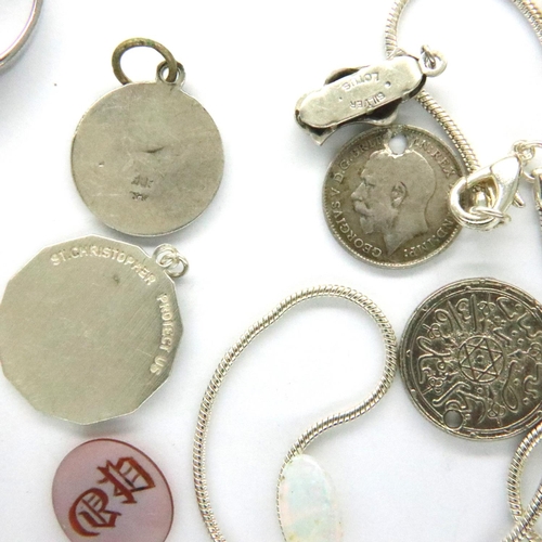 103 - Quantity of jewellery including Masonic shield, loose opal, silver etc. P&P Group 1 (£14+VAT for the... 