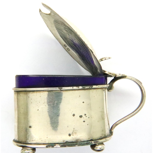 110 - Hallmarked silver pepperette, mustard pot and sugar nips, combined silver 51g. P&P Group 2 (£18+VAT ... 