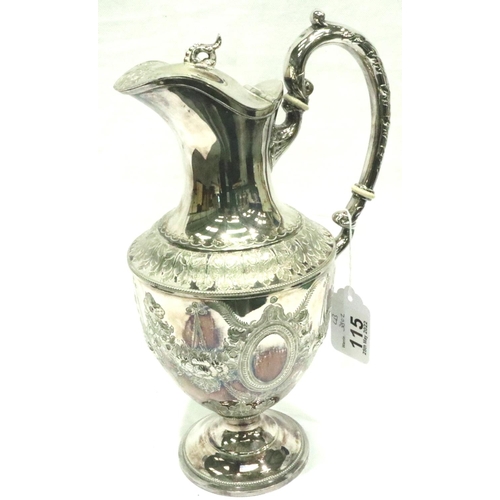 115 - Large Sheffield silver plate ewer, H: 30 cm. P&P Group 2 (£18+VAT for the first lot and £3+VAT for s... 