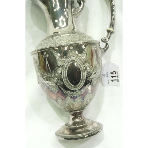 115 - Large Sheffield silver plate ewer, H: 30 cm. P&P Group 2 (£18+VAT for the first lot and £3+VAT for s... 