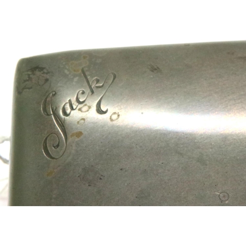 124 - Hallmarked silver cigarette box with inscription to lid for 1952, 20 x 11 x 7 cm, Sheffield assay 19... 