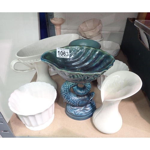 1063 - Collection of mixed ceramics to include Wedgwood. Not available for in-house P&P, contact Paul O'Hea... 