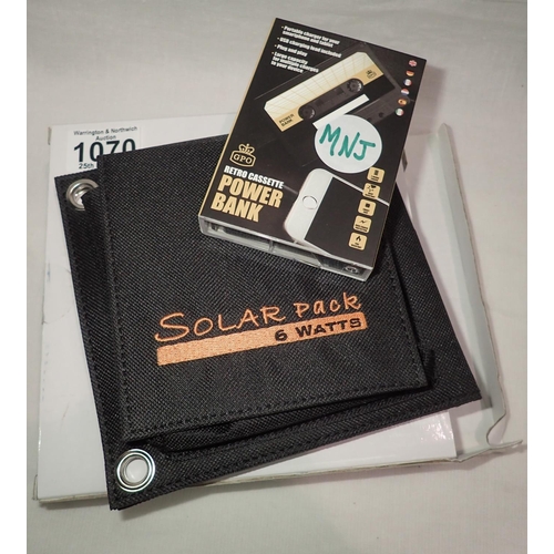 1070 - New old stock, 6 watt folding solar panel pack with GPO cassette style 3500 mAh power bank to rechar... 