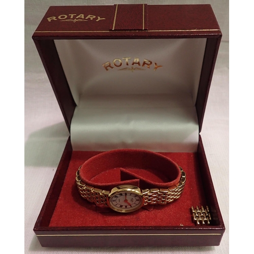 1079 - Ladies gold plated boxed Rotary wristwatch with spare links. P&P Group 1 (£14+VAT for the first lot ... 