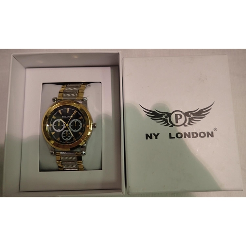 1084 - NY London: boxed gents wristwatch, working at lotting. P&P Group 1 (£14+VAT for the first lot and £1... 