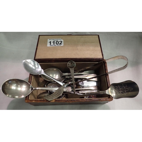 1102 - Mixed collectables to include hallmarked silver pickle fork and vintage cards. P&P Group 2 (£18+VAT ... 