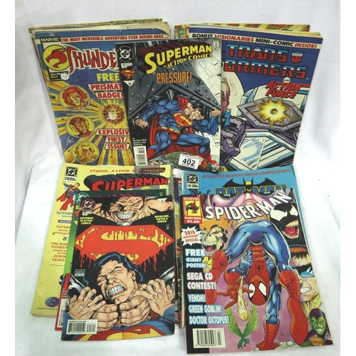 402 - Collection of mixed comics including Superman, Spiderman, Thundercats etc. P&P Group 2 (£18+VAT for ... 