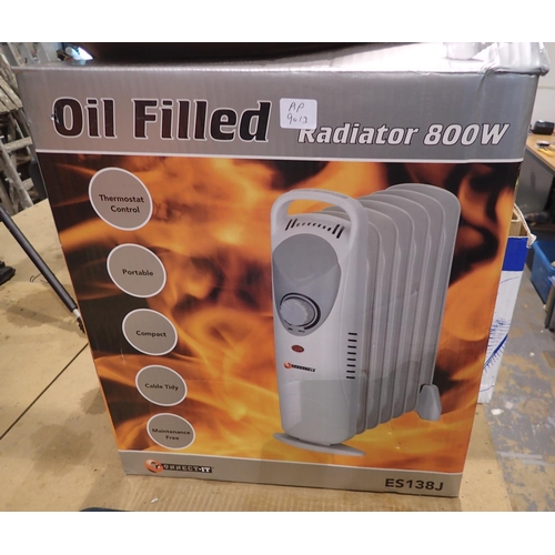 1765 - Boxed 800w oil filled radiator. Not available for in-house P&P, contact Paul O'Hea at Mailboxes on 0... 