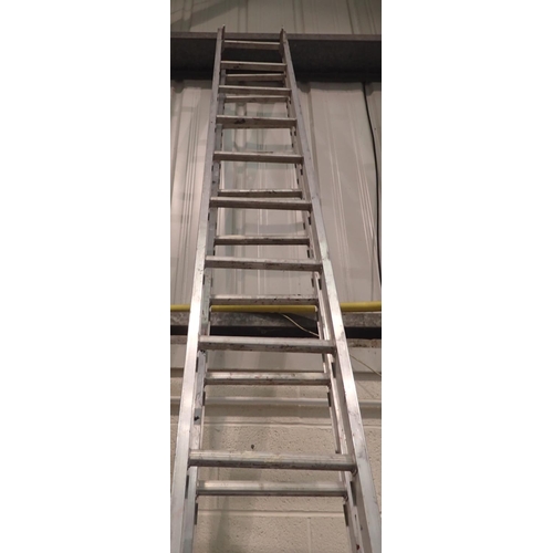 1802 - Extending aluminium ladders, 32 rung. Not available for in-house P&P, contact Paul O'Hea at Mailboxe... 