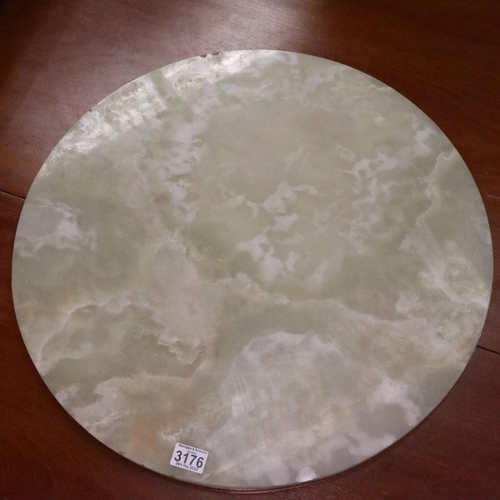 3176 - Large circular onyx table top, D: 60 cm some chips to rim, largest 2cm. Not available for in-house P... 