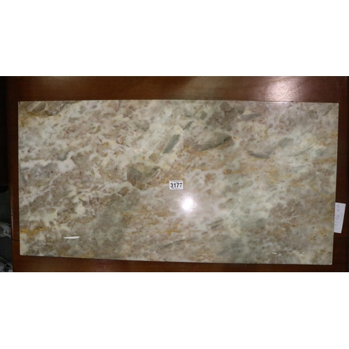 3177 - Rectangular marble table top, 92 x 46 cm. Not available for in-house P&P, contact Paul O'Hea at Mail... 