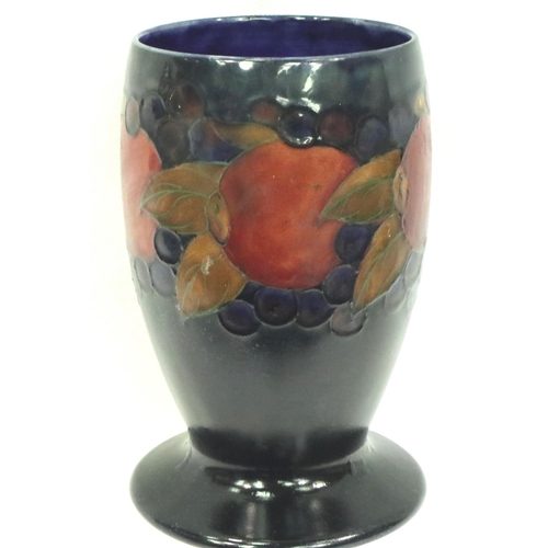 190 - Large Moorcroft blue ground vase in the Pomegranate pattern, H: 19 cm. Condition report: No chips or... 