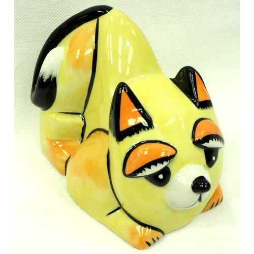 194 - Lorna Bailey cat, Sandy, L: 10 cm. No cracks, chips or visible restoration. P&P Group 1 (£14+VAT for... 
