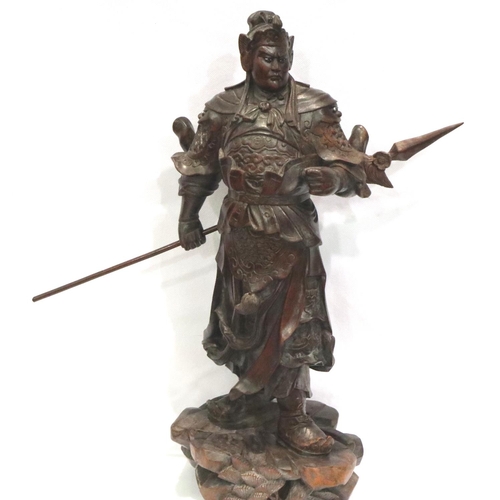 209 - Carved Oriental warrior with stone eyes, H: 45 cm. P&P Group 3 (£25+VAT for the first lot and £5+VAT... 