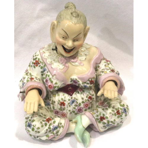 218 - A late 19th Century German Ernst Bohne & Sohne porcelain nodding pagoda figure, with weighted noddin... 