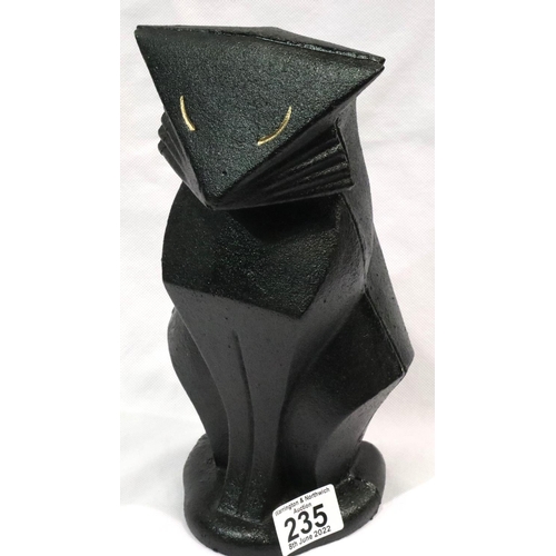 235 - Large Art Deco type cast iron cat doorstop, H: 30 cm. P&P Group 2 (£18+VAT for the first lot and £3+... 