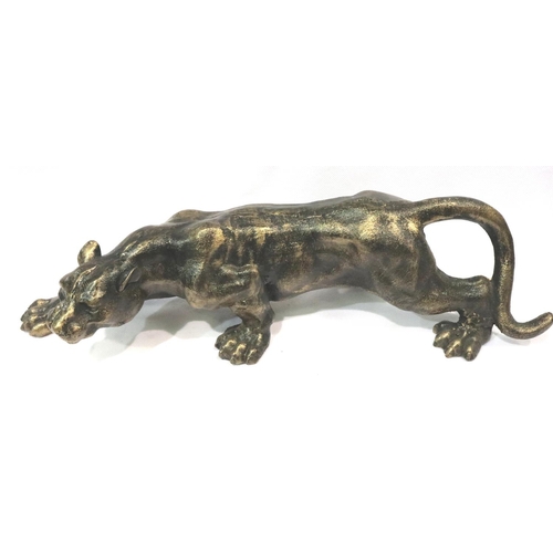 239 - Large bronzed effect metal stalking panther figure, L: 50 cm. P&P Group 2 (£18+VAT for the first lot... 