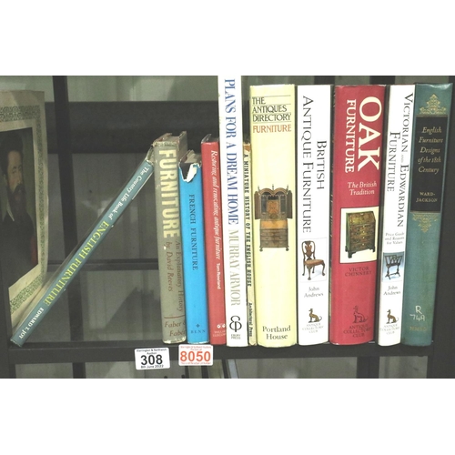 308 - Shelf of books on antique furniture including Antique Collectors Club volumes. P&P Group 3 (£25+VAT ... 