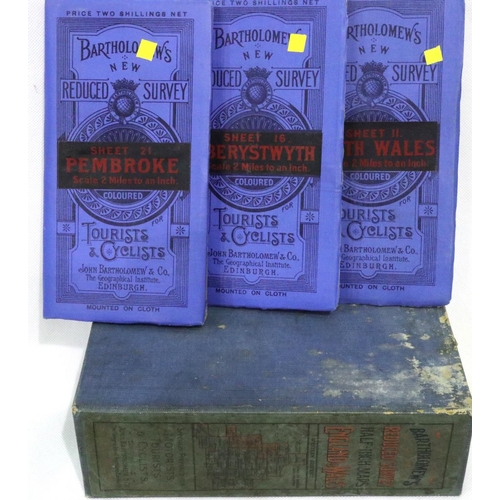 312 - Boxed set of three Bartholomews cloth backed vintage maps of Wales. P&P Group 1 (£14+VAT for the fir... 