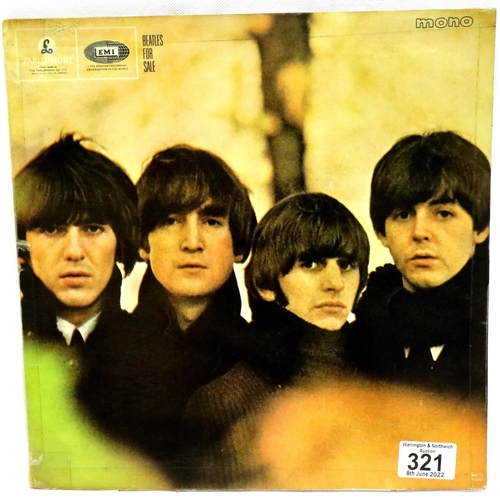 321 - The Beatles Beatles For Sale, black and yellow label XEX503-3N PMC1240. Good used/played condition, ... 