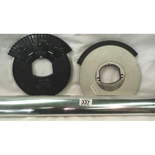 337 - Pair of Bang and Olufsen 6000 speaker bases and a bang and Olufsen steel cable tidy (3). Not availab... 